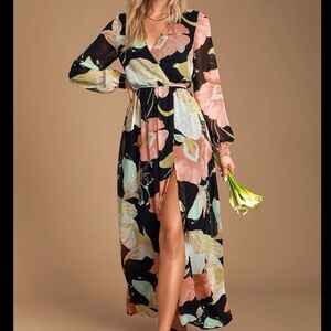 Lulus Wondrous Water Lillies Maxi Dress